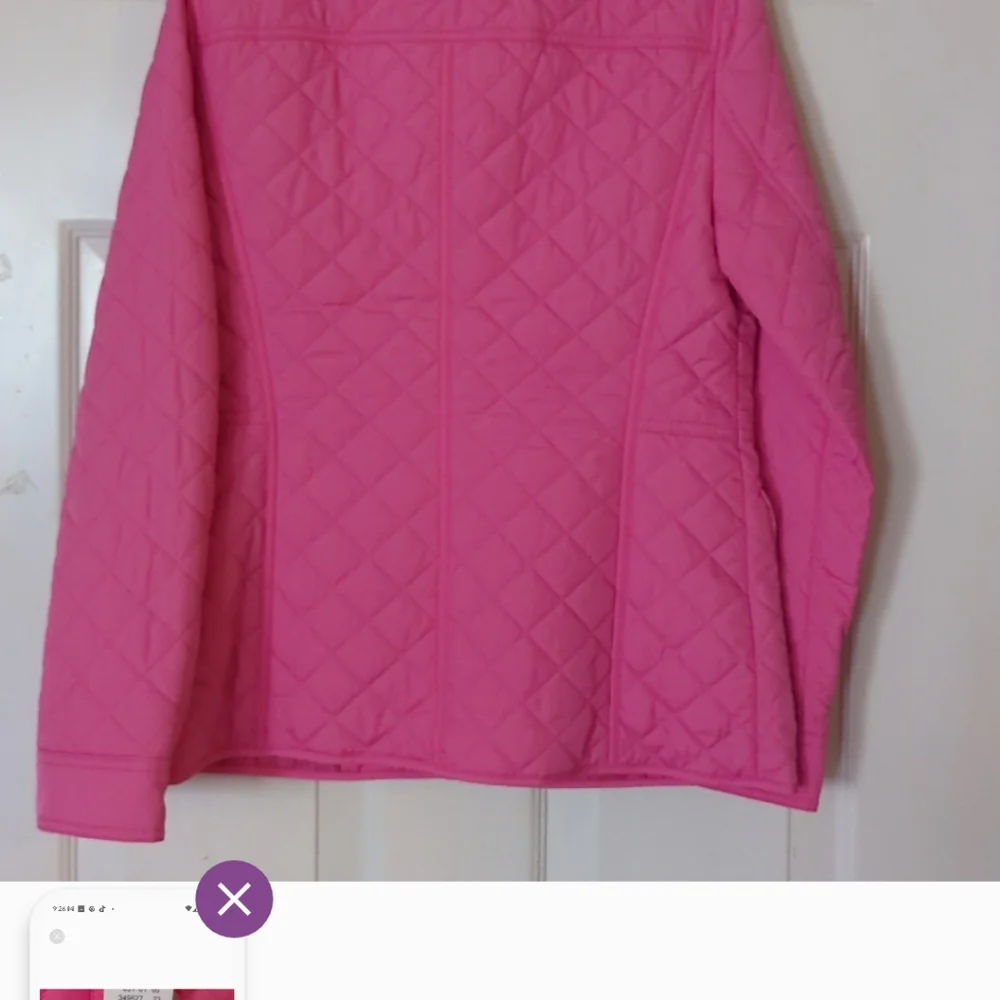 Talbots Vibrant Pink Snap Front  Quilted Jacket